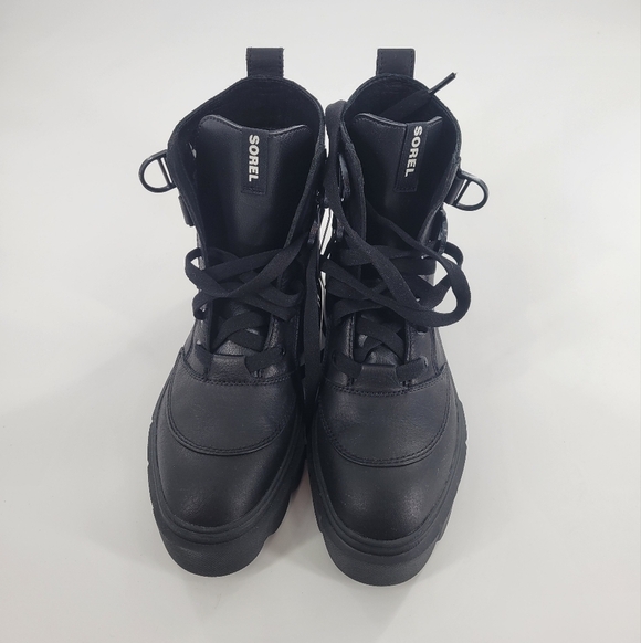 Sorel Caribou Boot Lace Up Black Leather Rubber Size 8 New - Picture 3 of 7